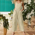 thumbnail image 1 of SELONE Wide Leg Stretchy Jumpsuits for Women With Pockets Casual Sleeveless Summer Fashion Solid Camis Suspender Jumpsuit for Everyday Wear Running Errands Going to Work Casual Event Khaki XL, 1 of 6