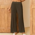 thumbnail image 1 of SELONE Wide Leg Trousers for Women Plus Size Brown Mid Waist Lounge Pants Wide Leg Cropped Trouser Loose Casual Long Beach Pants Pull on Solid Lightweight Comfy 4XL Tall Breathable Summer Clothes, 1 of 7