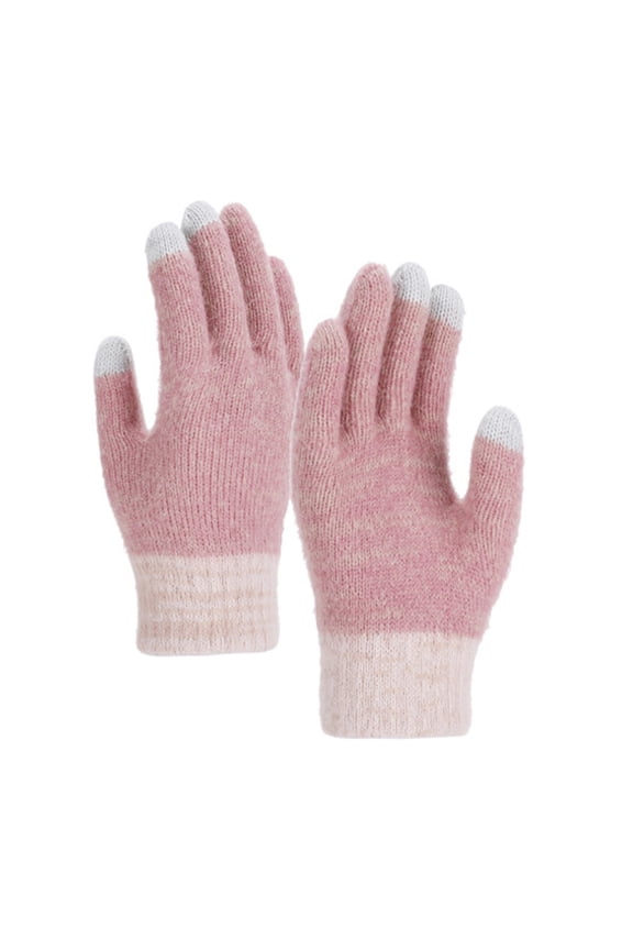 Winter Gloves for Women Touchscreen Knitted Elastic Thermal Fleece Warm Gloves for Outdoor Sports Pink