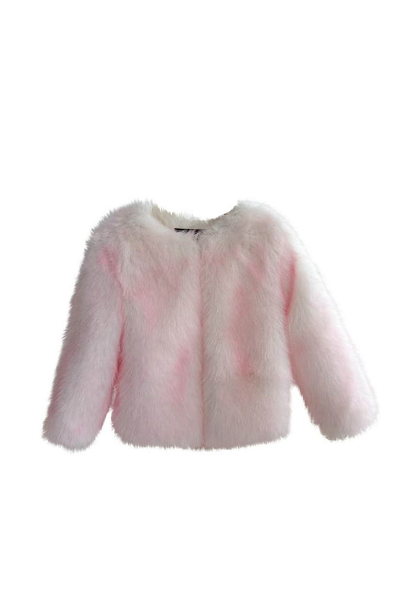 Winter Jacket for Kids Flannel Gradient Long Sleeve Fall Winter Outwear Pink 4-5Years