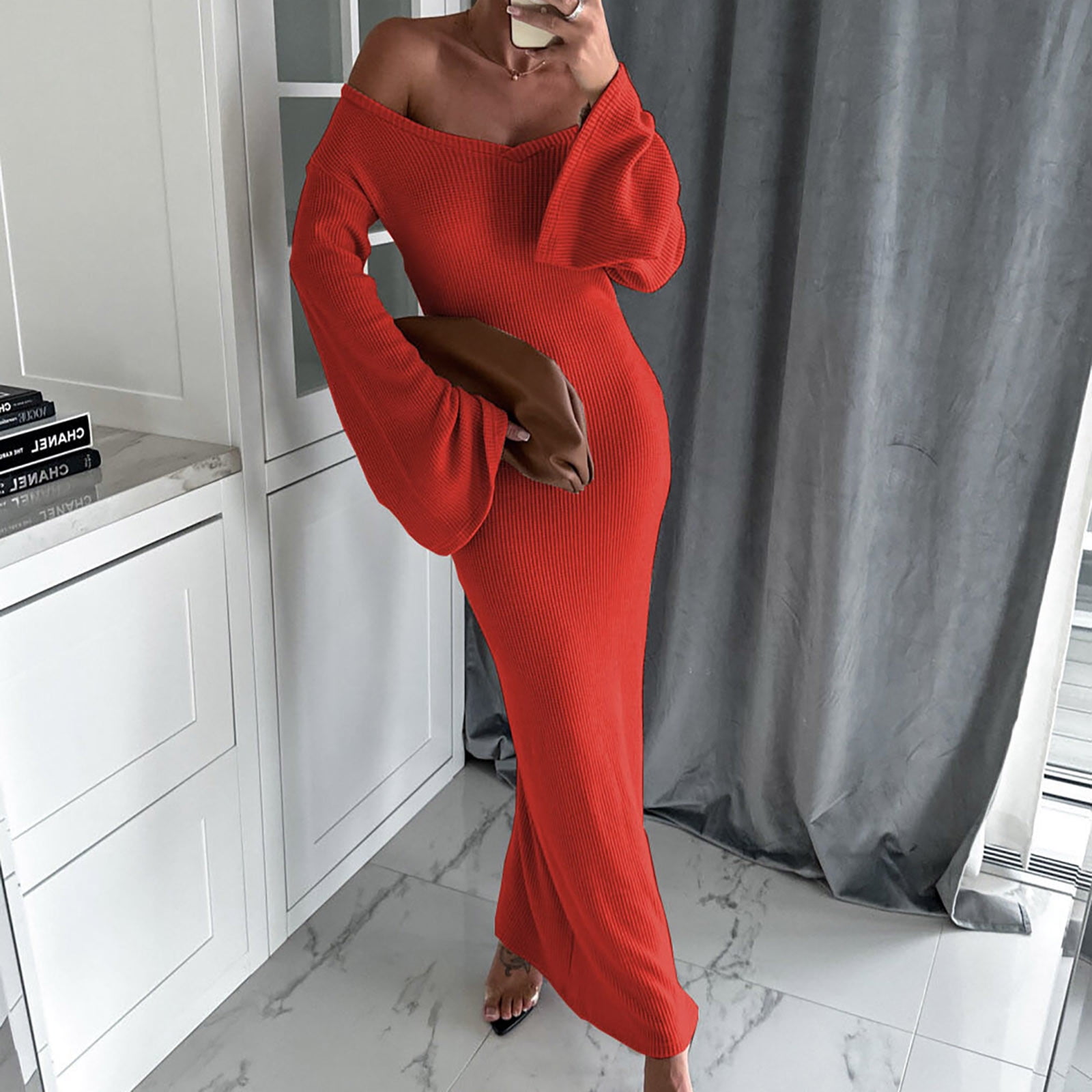 SELONE Winter Wedding Guest Dresses for Women Elegant Dresses Long Sleeve  Formal Cocktail Dresses Maxi Rehearsal Dinner Dress Off the Shoulder Evening  Dresses Bodycon Formal Prom Dresses Party Dresses - Walmart.com