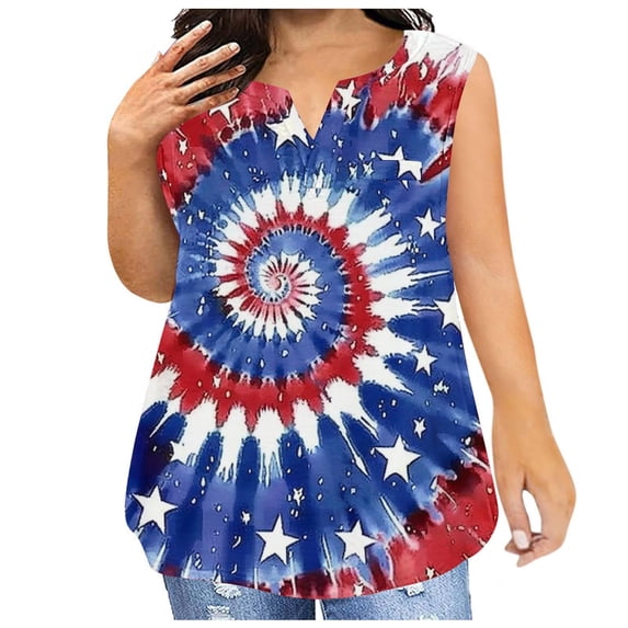SELONE Women Graphic T Shirt American Flag Plus Size Short Sleeve Notch Neck Fourth of July Apparel Red White Blue Wear Clothes Gifts Activewear 5XL
