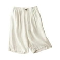 thumbnail image 1 of SELONE Women Swim Shorts Elastic Waist Casual Cropped Pants Wide Leg Summer Shorts Solid Vacation Outfits Yellow XL, 1 of 5