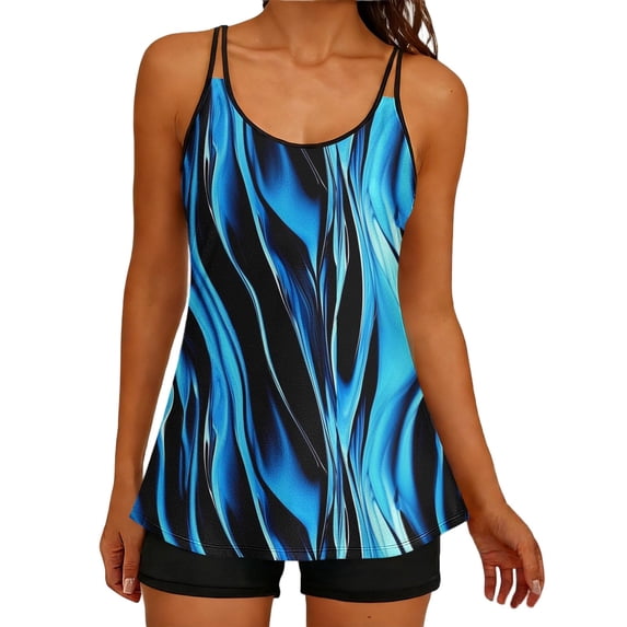 SELONE Women Swimsuit Two Piece Slimming Padded Tankini Swimwear Adjustable Closures Bottoms Color Block Bathing Suits