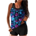 thumbnail image 1 of SELONE Women Swimsuits Tankini Set Modest 2 Piece Built-in bra Swimwear High Waisted Beachwear Floral Swim Bathing Suits, 1 of 6