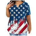 thumbnail image 1 of SELONE Women Tshirts American Flag Plus Size Short Sleeve Notch Neck USA Themed Apparel Red White Blue Wear Clothes 4th July Gifts Activewear 5XL, 1 of 5