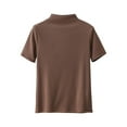 thumbnail image 1 of SELONE Women Undershirt Thermal Dralon Shirt Crewneck Short Sleeve Tops Soild Tight Warm Underwear Clothes Brown, 1 of 3