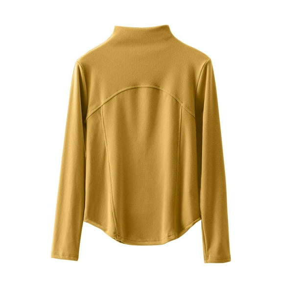 SELONE Women Undershirt Tops Thermal Dralon T-Shirt High Neck Long Sleeve Pullover Soild Tight Winter Home Clothes Yellow