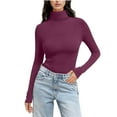 thumbnail image 1 of SELONE Women Undershirt Turtleneck Shirt Long Sleeve Tops Soild Tight Winter Underwear Clothes Red, 1 of 8
