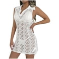thumbnail image 1 of SELONE Women White Swimsuit Cover up Beach Dresses Sleeveless Cutout Bathing Suit Mid Summer Outerwear M, 1 of 8
