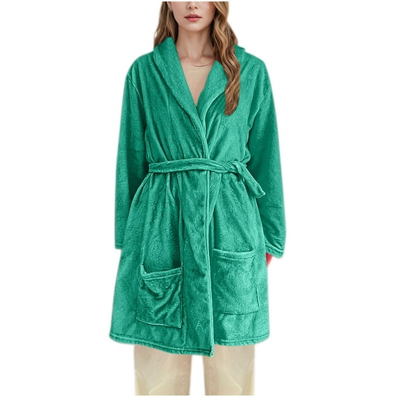SELONE Women's Flannel Nightgown Long Sleeve with Printed Hooded Warm Fleece Pajama Plus Size for Ladies