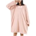 thumbnail image 1 of SELONE Women's Fleece Hooded Bathrobe Long Sleeve Flannel Robe Above Knee Absorbent Plus Size for Ladies, 1 of 4