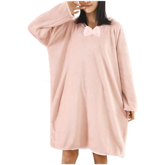 SELONE Women's Fleece Hooded Bathrobe Long Sleeve Flannel Robe Above Knee Absorbent Plus Size for Ladies
