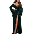 thumbnail image 1 of SELONE Women's Golden Velvet Robe with Lace V-Neck Beltlong Nightgown Plus Size for Ladies, 1 of 2
