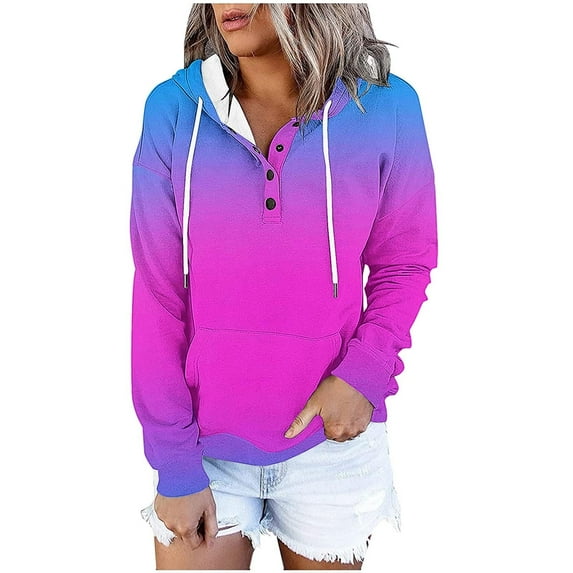 SELONE Women's Hoodies with Pockets Pullover Sweatshirts with Pockets Long Sleeved Printed Tops Loose Outwear