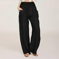 thumbnail image 1 of SELONE Women's Linen Pants for Summer Plus Size High Waist with Pockets Cotton Linen Go Out Pants Ankle Length Baggy Go Out Pants Black 3XL, 1 of 9