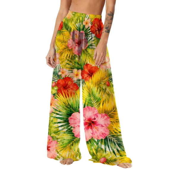 SELONE Women's Swimwear Cover Wide Leg Beach Trouser Hawaiian Sun Protection Pants Summer Boho Clothes