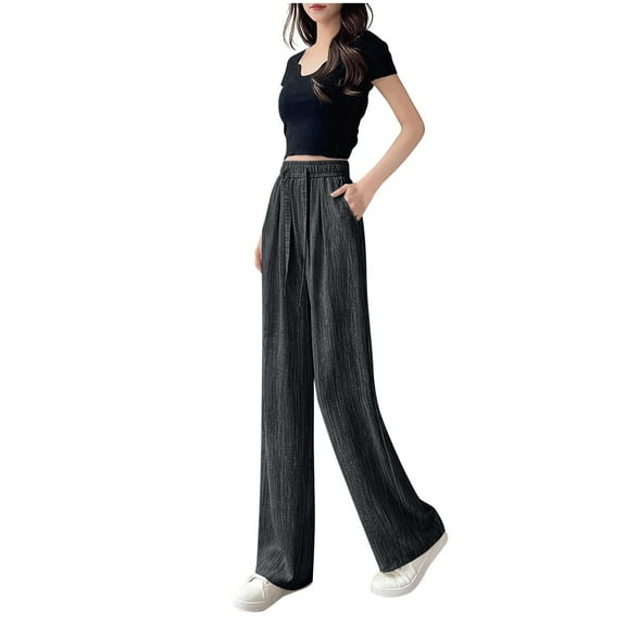 SELONE Women's Wide Leg Sweatpants High Waisted with Pockets Tye-Dye Print Pants Drawstring Fall Casual Trousers