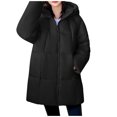 thumbnail image 1 of SELONE Women's Winter Coats Knee Length with Hood Fleece Jacket Zipper Long Sleeve Outerwear with Pockets Soild Tops XL, 1 of 7
