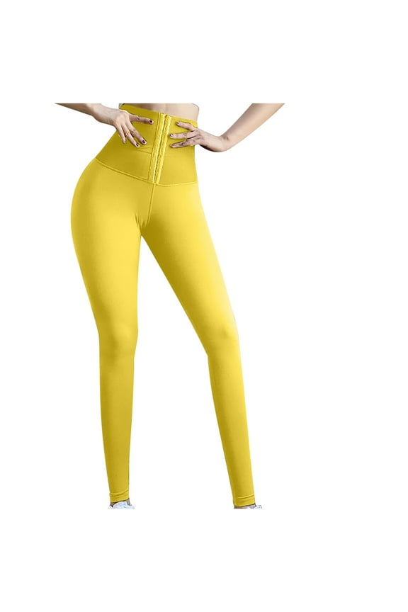 Women's Yoga Pants High Waisted Front Closure Stretch Knit Tight Butt Lifting Seamless Leggings Sports Pants