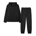 thumbnail image 1 of SELONE Womens 2 Piece Outfits Crewneck Long Sleeve Sweatsuits 2 Piece Outfits Crew Neck Sweatshirt Sweatpant Tracksuit Fall Irregular Hem Pullover Lounge Sets Blue S, 1 of 3