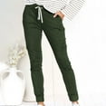 thumbnail image 1 of SELONE Womens Black Cargo Pants With Pockets Elastic Waist Casual Long Pant Straight Leg Solid Pants Waistband Bandage Mid-Waist Pants Trousers for Everyday Wear Running Work Casual Event Army Green S, 1 of 6