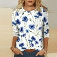 thumbnail image 1 of SELONE Womens Blouses 3/4 Sleeve Crew Neck Tops Fashionable Shirt Floral Printed Pullover Tops Loose Fit Tees Tops Hip Fall Clothes Casual Activewear Streetwear, 1 of 5