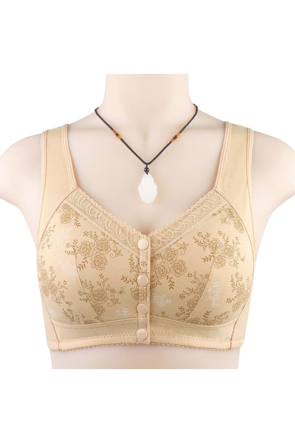 Womens Bras Wireless Button Fronts for Seniors Plus Size Adjustable Shoulder Straps Sports Bras Front Closure Bras Full Coverage Bras Easy Close Bras Comfort Support Breathable Bra 42B/C
