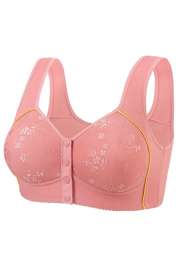 Womens Bras Wireless Plus Size Push Up T Shirt Bra Front Closure Wide Strap Bras Everyday Underwear