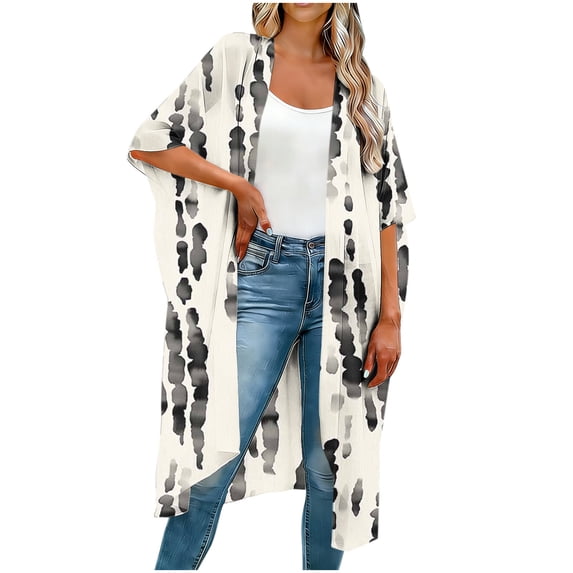 SELONE Womens Cardigans Lightweight Coverups Half Sleeve Swimwear Color Block Mid Breathable Bathing Suit White White