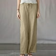 thumbnail image 1 of SELONE Womens Cotton Linen Pants Plus Size Mid Rise Cotton Linen Go Out Pants Ankle Length Baggy Casual Pants Khaki M, 1 of 6