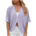 thumbnail image 1 of SELONE Womens Cropped Cardigan Half Sleeve Summer Lightweight Outer Layer Shirts Soft Open Front Solid Casual Cover Up Pink XL, 1 of 4