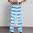 thumbnail image 1 of SELONE Womens Flare Leggings Tall Mid Waist Plus Size Gym Leggings Full Length Summer Pants Curvy Casual Long Flare Vacation Pants Pull on Striped Yoga Lightweight Comfy Blue S Breathable Beach Pants, 1 of 7