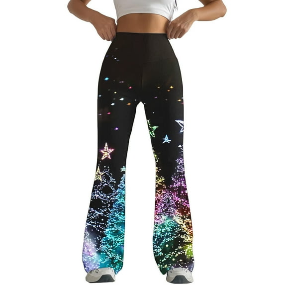 SELONE Womens Flare Leggings Tall Plus Size Gym Leggings Full Length Summer Pants Curvy Casual Long Bootcut Vacation Pants Yoga Multicolor 2XL Breathable Beach Pants (Non Shiny Design Only Prints)