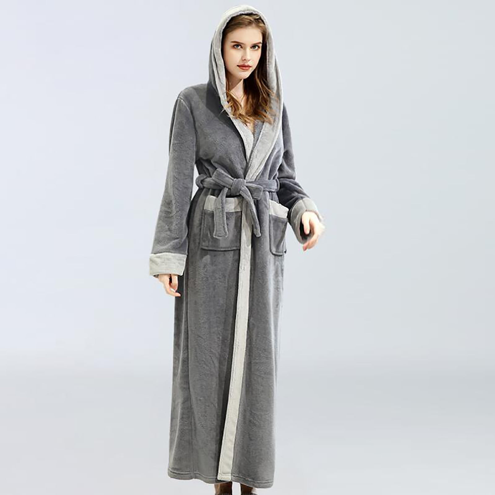 SELONE Womens Fluffy Robe Pajamas for Women Long Sleeve Couples Winter  Lengthened Bath Splicing Home Clothes d Coat+Belts Towel Robe Spa Robe for  Valentines Day Anniversary Wedding Honeymoon Gray XL 