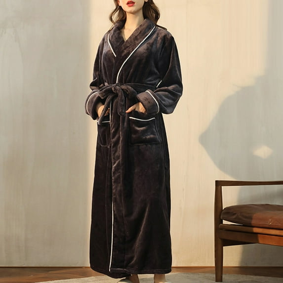 SELONE Womens Fluffy Robe Pajamas for Women Winter Warm Nightgown Couple Bath Men Fall Winter Nightgown Towel Robe Spa Robe Plus Size Robe for Valentines Day Anniversary Wedding Honeymoon Coffee XL