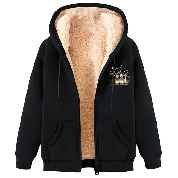SELONE Womens Hooded Sweatshirts with Zipper Christmas Snowman Fleece Jacket Long Sleeve Hoodies with Pocket Loose Tops