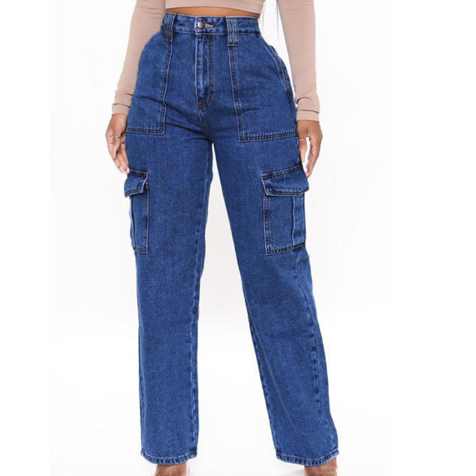 SELONE Womens Jeans High Waisted Stretchy Wide Leg Denim Trendy Casual Long Pant Solid Color Fashion Loose Broad Leg Full Length Pants Jeans for