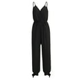 thumbnail image 1 of SELONE Womens Jumpsuits Casual Halter Suspender Long Pant Sleeveless Ladies Travel Comfortable Vacation Fancy Jumpsuits for Women Womens Jumpers and Rompers Casual Deep V Neck Black L, 1 of 2