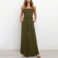 thumbnail image 1 of SELONE Womens Jumpsuits Casual Plus Size Pleated High Waist High Rise Wide Leg Casual Summer Slim Fit Long Pant Slimming Straps Pants Solid Jumpsuit Romper for Everyday Wear Running Work Army Green L, 1 of 7
