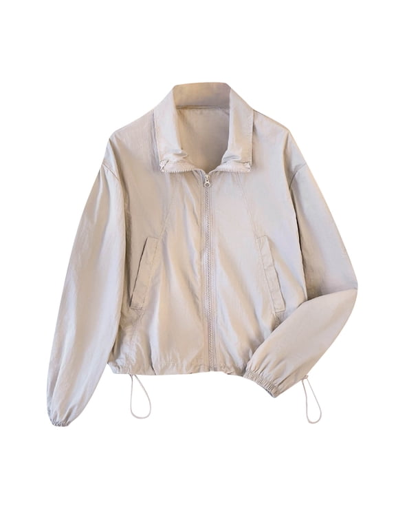 Womens Light Jacket Summer Coats Long Sleeve Outwear Collared Sun Protection Casual Casual Clothing