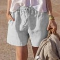 thumbnail image 1 of SELONE Womens Linen Shorts Plus Size Mid Rise with Pockets Cotton Linen Athletic Pants Short Length Baggy Straight Leg Go Out Pants Gray 2XL, 1 of 6