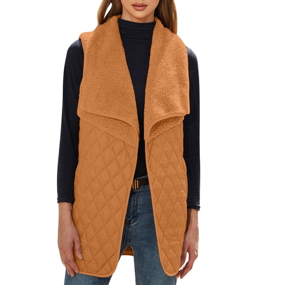 SELONE Womens Long Vests Fleece Hoodless Sweater with Pockets Sleeveless Tops Warm Outerwear in Winter