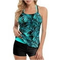 thumbnail image 1 of SELONE Womens Modest Tankini Swimsuits 2 Piece Padded Halter Neck Swimwear Swim Boyshorts Hawaiian Beach Bathing Suits, 1 of 7