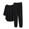 thumbnail image 1 of SELONE Womens Pajama Sets Lightweight Solid V Neck Pocket Short Sleeve Top Elastic Waist Pants Home Wear, 1 of 6