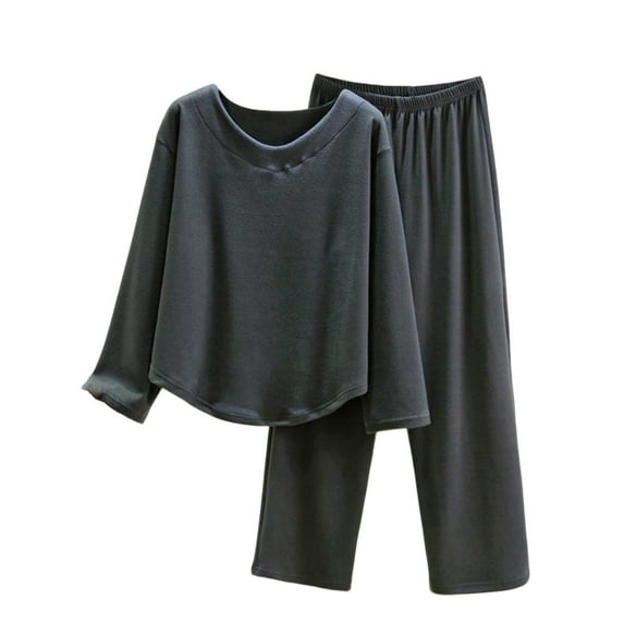 SELONE Womens Pajama Sets Velour Solid V Neck Long Sleeve Top Trousers Home Clothes Winter Set