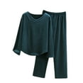 thumbnail image 1 of SELONE Womens Pajama Sets Velour Solid V Neck Long Sleeve Top Trousers Home Clothes Winter Set, 1 of 4