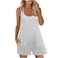 thumbnail image 1 of SELONE Womens Rompers for Summer Sleeveless Wide Strap Overalls Shorts Jumpsuits with Pockets Solid Outfits Gray L, 1 of 5