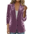 thumbnail image 1 of SELONE Womens Shackets Coat Velvet Tops Collared Formal Jacket with Pockets Soild Outerwear Fall Winter Purple L, 1 of 8