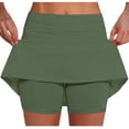 thumbnail image 1 of SELONE Womens Skort with Pockets Everyday Plus Size Mid Rise Polyester Athletic Pants Slim Lounge Trousers Army Green S, 1 of 5